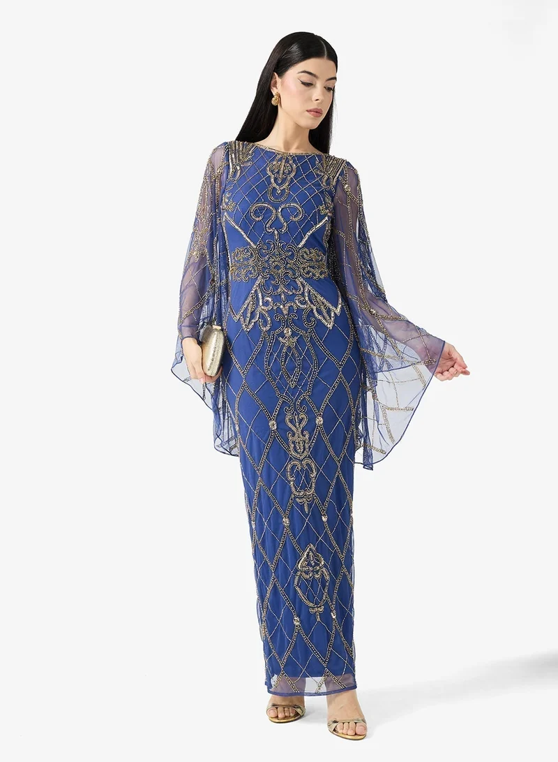 Amelia Rose  Flared Sleeve Sequin Maxi Dress for Women | Best Price UAE